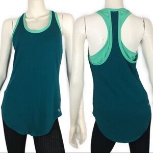 Danskin Now Racer Back Tank Top Teal Green XS Dri More Athletic Workout Woman’s